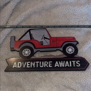 Jeep Red and Black Adventure Sign